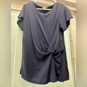 Mystree Navy Short Sleeve Twist Top